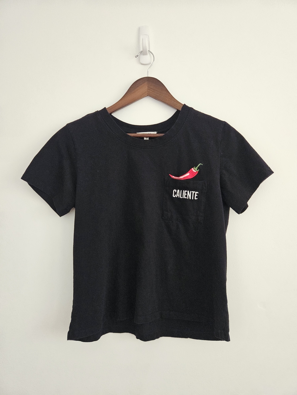 Messy Bun Just Chillin Black 'Caliente' Tee with Chili